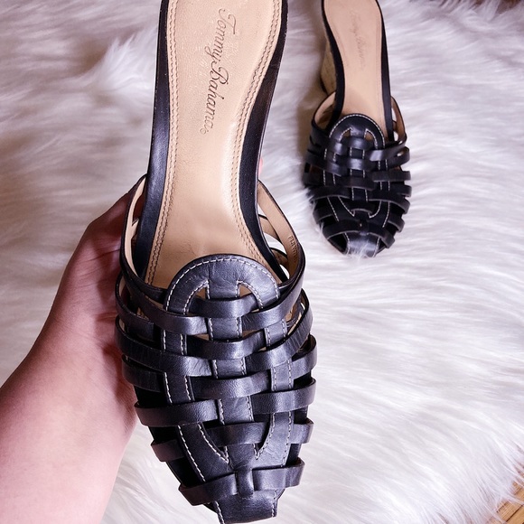 Tommy Bahama Braided Leather Slip On Wedges EUC SZ 8 1/2 - Picture 6 of 11